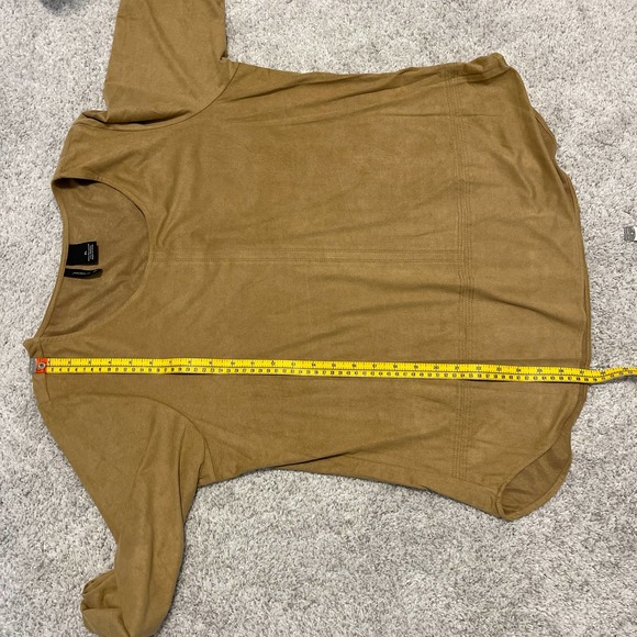New Directions Brown Suede Feel 3/4 Sleeve Top XL Pre-owned - Picture 7 of 8